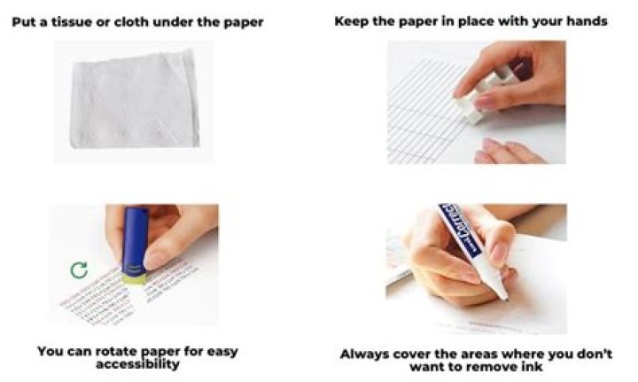 How do you remove stamp ink from paper without damaging the paper?