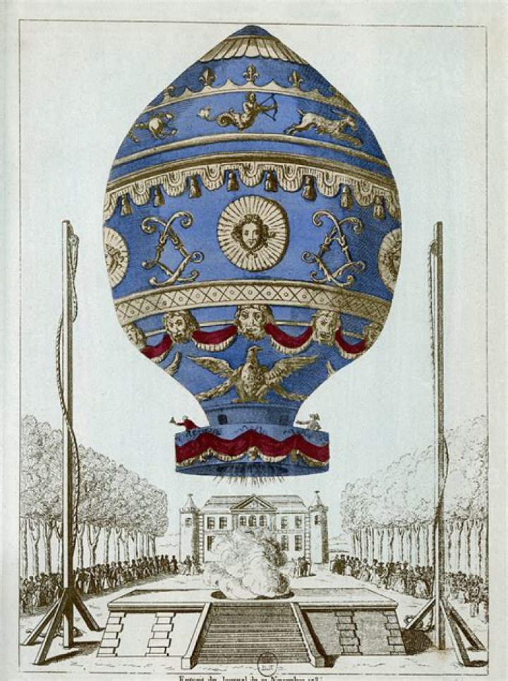 What happened at the end of the first hot air balloon flight?