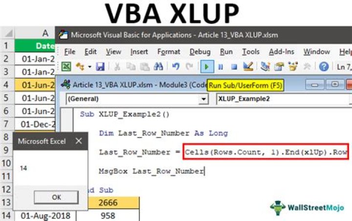 What is XLUP in VBA?